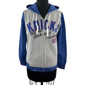 New York KNICKS NBA G-III 4Her by Carl Banks Gray Blue Zip Up Hoodie Size M